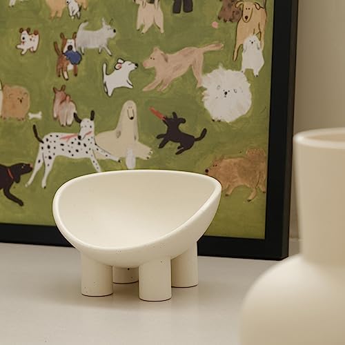 WENSHUO Elevated Cat Bowl, Ceramic Cat Food Bowl, 7 x 6.65 in, Matte Crème - Image 6