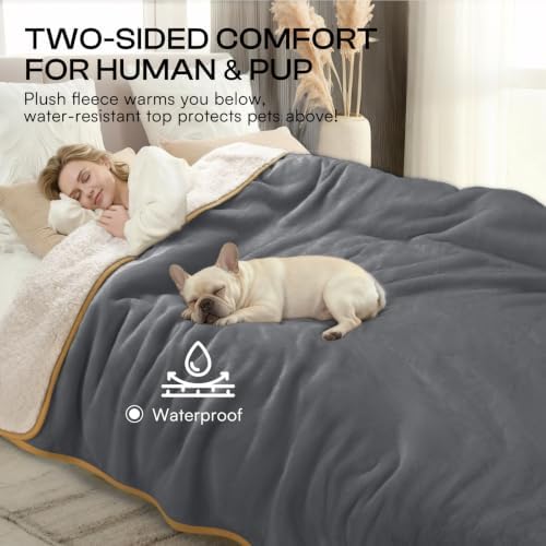 Luciphia Waterproof Blanket for Large Dog, Reversible Sherpa Couch Cover - Image 5