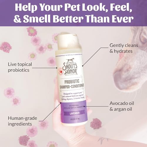 SKOUT'S HONOR Probiotic Dog Shampoo and Conditioner - Lavender, 16 oz - Image 5