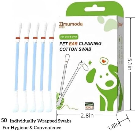 50 Pcs 2-in-1 Pet Ear Cleaning Cotton Swabs for Dogs & Cats - Essential Oil Infused Cat Ear Cleaner - Gentle Ear Wax Removal - Soothing Itch & Freshness - Individually Wrapped for Easy Use - Image 6