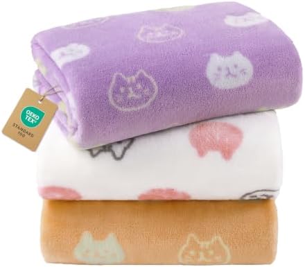 Luciphia 3 Pack Cute Cat Blankets Cozy Small Throw for Pet Puppy,41"x31" by luciphia