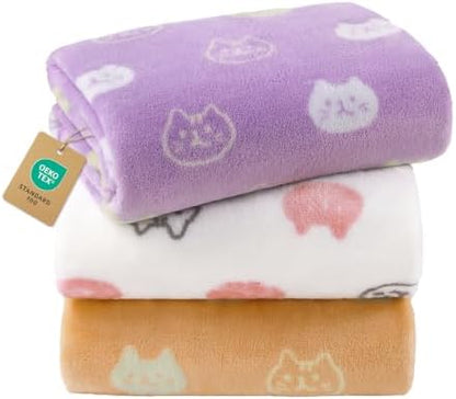 Luciphia 3 Pack Cute Cat Blankets Cozy Small Throw for Pet Puppy,41"x31" by luciphia