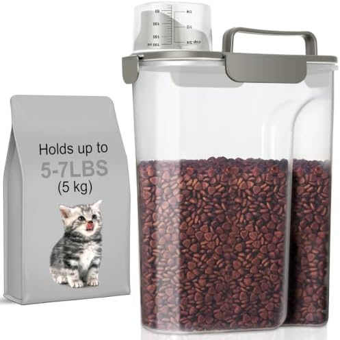 LEAWALK 5-7Lbs Cat Dog Pet Food Storage Container with Large Nozzle Design/4 Safety Buckles/Double-Layer Sealing Strips/Handle/Measuring Cup is Easy to Clean and Does -Khaki - Image 7