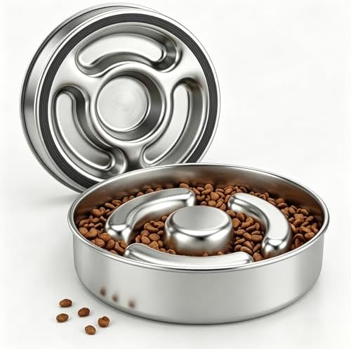 AIPERRO Slow Feeder Dog Bowl Stainless Steel, Metal Non-Slip Dog Food Bowls by AIPERRO