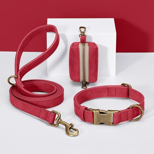 Didog Dog Poop Bag Holder for Leash, Stylish PU Leather, Red - Image 5