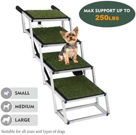 Dog Stairs for Car,Portable Pet Stairs for Large/Small Dogs with Non-Slip Surface & Reinforced Design,Dog Ramp for Car SUV, Truck, Sofas, Bed,Lightweight Yet Sturdy Supports Up to 250lbs (Green) - Image 7