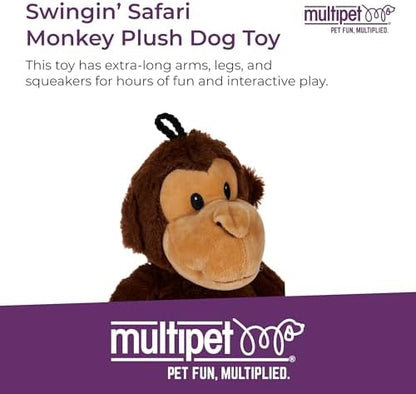 Multipet Swingin' Safari Monkey Dog Plush Toy - Squeaky Dog Toy for All Dogs - Extra Soft Plush Dog Toy - Stuffed Animal Dog Toy for Cuddling & Playing - Cute Dog Pet Toy (27”, Brown, 5 Squeakers) - Image 2