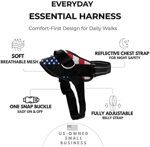 ShawnCo Essential Dog Harness, No-Pull Pet Vest (Stars and Stripes,XS) - Image 2