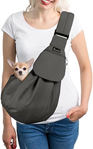 SlowTon Dog Carrier Sling - Thick Padded Shoulder Strap Adjustable, Grey S by SlowTon