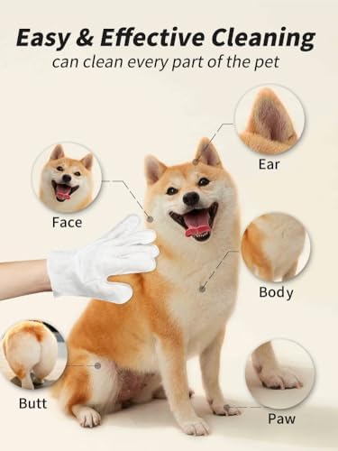 Pet Grooming Glove Wipes, 20pcs Disposable Cleaning Gloves for Dog Bath, Unscented, Deodorant Bath Gloves, No-Rinse, Extra Large, Thickened Wipes for Dog Cat Daily Care, Traveling - Image 5