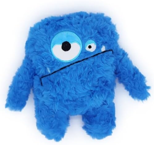 Monster Stuffed Squeaky Dog Toy, Crinkle Dog Plush Toy, Blue by HUGEME