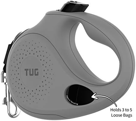 TUG Oval 360° Tangle-Free Retractable Dog Leash with Integrated Waste Bag Dispenser (Large, Grey) - Image 2