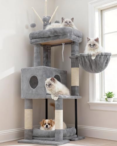 Heybly Cat Tree, 45.3" Cat Tower for Indoor Cats with Large Perch HCT202SW by HEYBLY