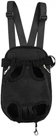 Pet Dog Puppy Cat Carrier Five Holes Backpack Double Shoulder Straps Canvas Cotton Front Chest Backpack Bag(Black, Small) by MOJUN