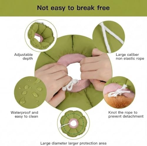 H HIDREAM Soft Dog Cones for Medium Dogs,Cute Adjustable Cone for Dogs to Stop Licking,Dog Recovery Collars & Cones that can Protect Head and Foot Wounds，Green Flower All-Season Style - Image 4