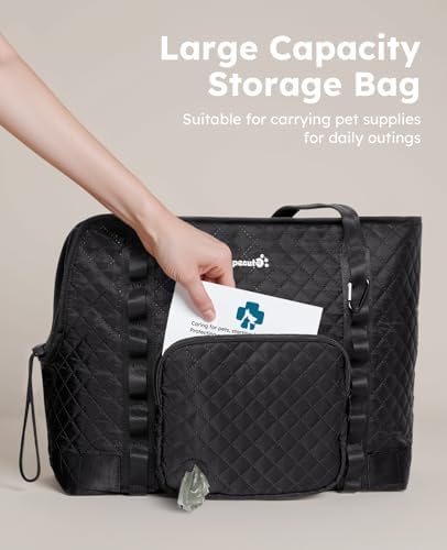 Pecute Dog Purse Carrier, Dog Carrier with Pockets for Small Dogs, Fits Dogs 5 lbs to 9 lbs, Cat and Puppies Tote Bag, Outing, Travel, Vet, Black - Image 5
