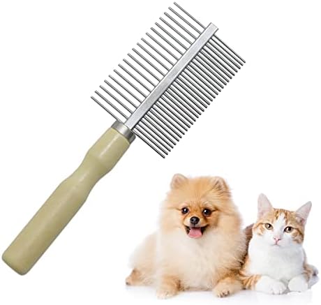 Wooden Handle Grooming Comb for Dogs Cats Pet（Double-Sided） by Litewoo