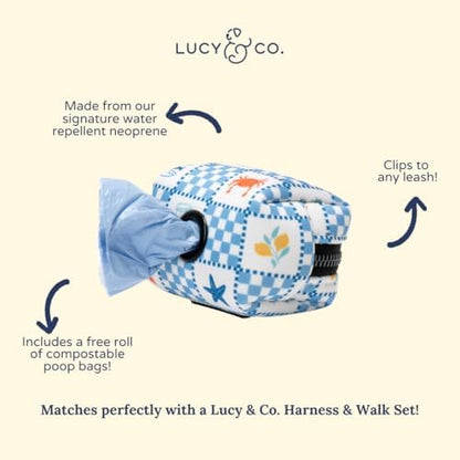 Lucy & Co. Sunny in Sicily Dog Poop Bag Holder and Dispenser, Clips to Leash, Water-Repellent Neoprene, Includes Refill Roll - Image 3