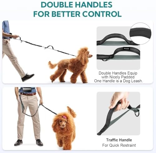Hands Free Dog Leash with Pouch, Black/Olive Green - Image 6