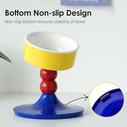 Ceramic Elevated Raised Cat Bowls,Cat Food Dish with Stand, 3 Height Adjustable Raised Dog Bowl Stand for Small Dogs Cats, Adjusts to 4.69", 5.98", 7.28" (Red & Blue) - Image 6