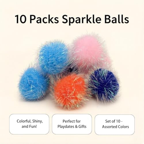 LASOCUHOO Cat Toys, 30 Packs Interactive Cat Toy Pack Including Cat Crinkle Balls, Cat Sparkle Balls, Spiral Springs for Kitten （Random Color） - Image 4