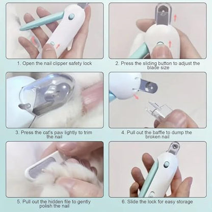 Adjustable Cat Nail Clipper to Avoid Excessive Cutting, Cat Nail Trimmer with Nail File, Pet Nail Clippers for Kitten Bunny Guinea Pig Rabbit Ferret (Blue) - Image 7
