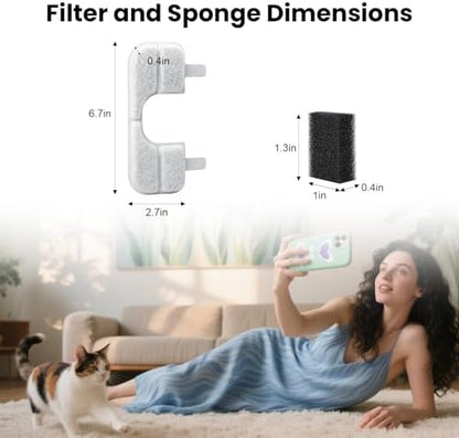 8 Pack Replacement Filters & 8 Pump Sponges for Qinliy Cat Water Fountain - Image 6