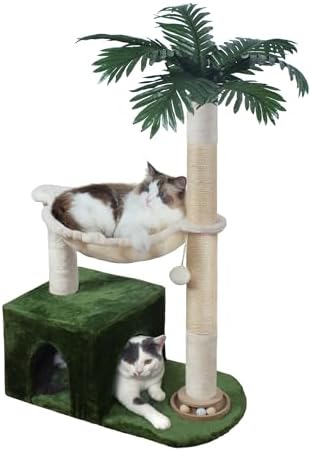 Fantasreen Cat Tree 38'' Tower with Large Hammock, Track Balls for Indoor Cats by Fantasreen