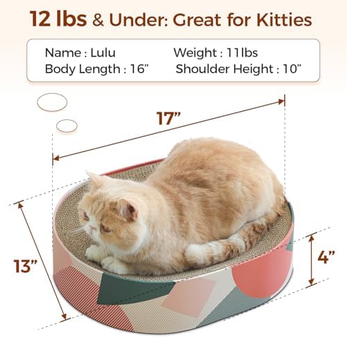 ComSaf Cat Scratcher Bed 17 x 13 in, Oval Cardboard Scratch Pad for Cats - Image 2