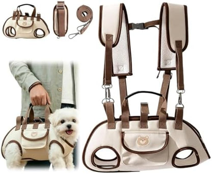 Dog Carrier Sling, Puppy Sling Carrier for Medium Dogs & Cats, Breathable Mesh Pet Shoulder Bag with Adjustable Strap & Pockets, for Outdoor Walking Travel (Beige, M) by Unknown