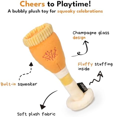 CHEWFFON Birthday Dog Toy, Champagne Glass Plush Squeaky Toy - Image 2