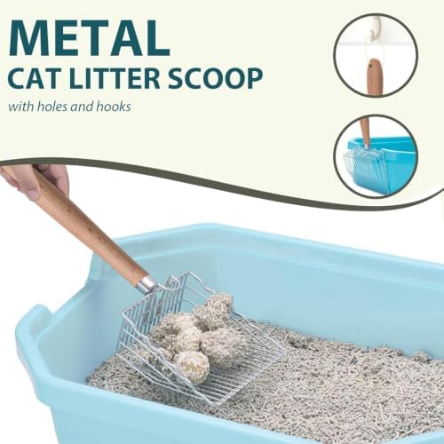 Cat Litter Scoop, Kitty Metal Scooper with Hook and Hole, Non Stick - Image 2