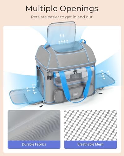 Expandable Cat Dog Carrier: NOBLE DUCK Soft-Sided Pet Carrier Airline Approved Large Small Medium Collapsible Portable Travel Up to 25 Lbs Grey - Image 3