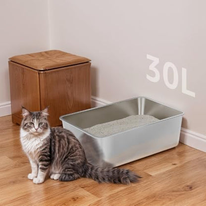Stainless Steel Litter Box,XXL Metal Cat Litter Box for Big Cats 8IN Deep, Cat LitterBox High Sided Pet Toilet Easy to Clean,Cats Litter Pan for Adult Cats,Non Stick, No Smell - Image 6