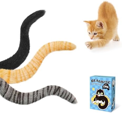 Potaroma Cat Toys Lifelike Tail Kicker 3 Pack, Catnip Crinkle Kitten Teaser by Potaroma