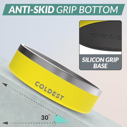 Coldest Dog Bowl - Anti Rust Metal, Non Slip, 3 Layers Insulated Stainless Steel Dog Bowls - Spill Proof & Heavy Duty - Water Bowl for Dogs, Cats & Pets, Dish Washer Safe (42 oz, Solar Yellow) - Image 2