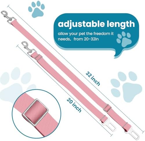 Adjustable pet cat and Dog car seat Belt The Lanyard is Flexible and Adjustable from 20 to 33 inches(Pink + Purple) - Image 2