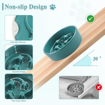 6.3” Elevated Slow Feeder Dog Bowls,Ceramic Slow Feeder Dog Bowl with Stand - Image 3