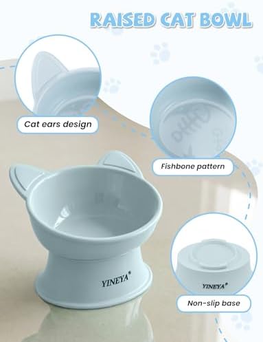 YINEYA 2 Pack Cat Food Bowls Elevated Design for Neck Comfort & Digestion - Image 5