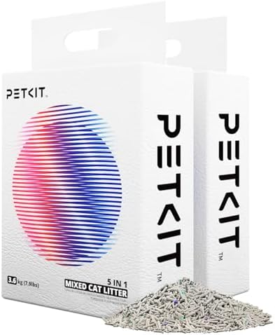 PETKIT Mixed Cat Litter Fast Clumping, Flushable, Ultra Absorbent, 100% Natural Ingredients Litter, Water Dissolvable, Really Dust-Free, Low Tracking Bentonite Tofu Litter (7.9lb×2 Bags) by Unknown