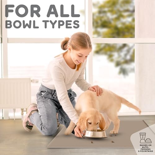 Dog Food Mat - Raised Edges Dogs Mat for Food and Water Prevent Spill, Waterproof Cat Food Mats Protect Floors, Easy Clean Dog Bowl Mats for Food and Water, Silicone Pet Food Tray - Image 6
