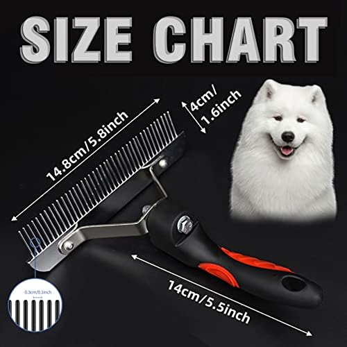 Undercoat Rake for Dogs,Long-haired Pet Grooming Shedding Brush with Handle - Image 5