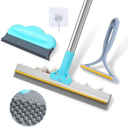 3PCS Carpet Rake for Pet Hair Removal, 54” Adjustable Long Handle, Dual-Sided Metal & Silicone Head,Reusable Pet Hair Remover Scraper Rake Carpet,Dog Hair Broom for Rugs,Mats,Couch and Furniture. by ZABARE