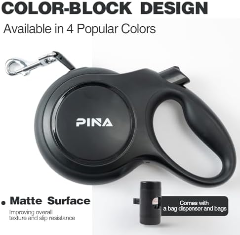 PINA Upgraded Retractable Dog Leash, 26 ft Dog Leash for Small Medium Large Dogs Up to 110lbs, Heavy Duty Reflective Nylon Tape 360° Tangle-Free, with Anti-Slip Handle, One-Handed Brake, Pause, Lock - Image 7