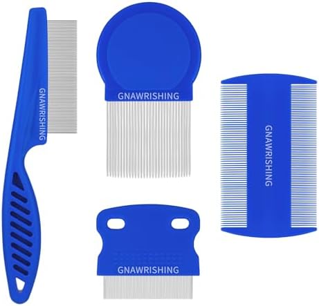 4-Pack Flea Comb for Dogs & Cats Stainless Steel Pet Grooming Comb Set by GNAWRISHING