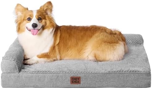EHEYCIGA Orthopedic Dog Bed, Medium Memory Foam Dog Bed, Grey by EHEYCIGA