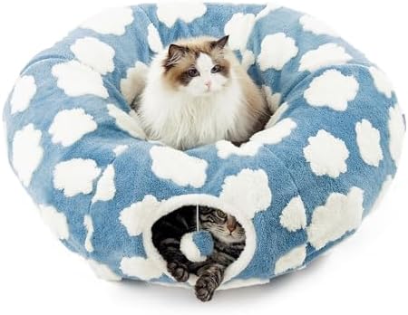 Lesure Donut Cute Jacquard Cat Tunnel Bed Kitten Toys for Puppy Bunny by Lesure