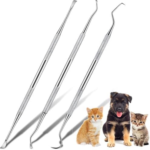 Hotop 3 Pcs Dog Tooth Scaler Scraper Dental Tool Stainless Steel,Silver by HOTOP