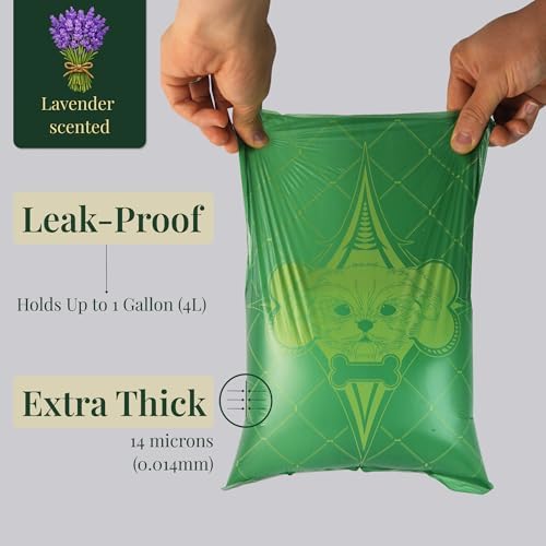 Thick Dog Poop Bags Rolls, Leak-Resistant Pet Waste Bags, 120 Count (8 Rolls), 9x13 in Large, Lavender Scented, Fits Most Dispensers, Green - Image 5
