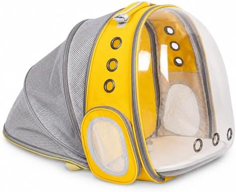 Cat Backpack Carrier Back Expandable Bubble Pet Carrier Backpack for Large Cat, Kitten and Dog, Designed for Hiking, Travelling and Outdoor Use (Back Expandable-Yellow) by TOYSINTHEBOX
